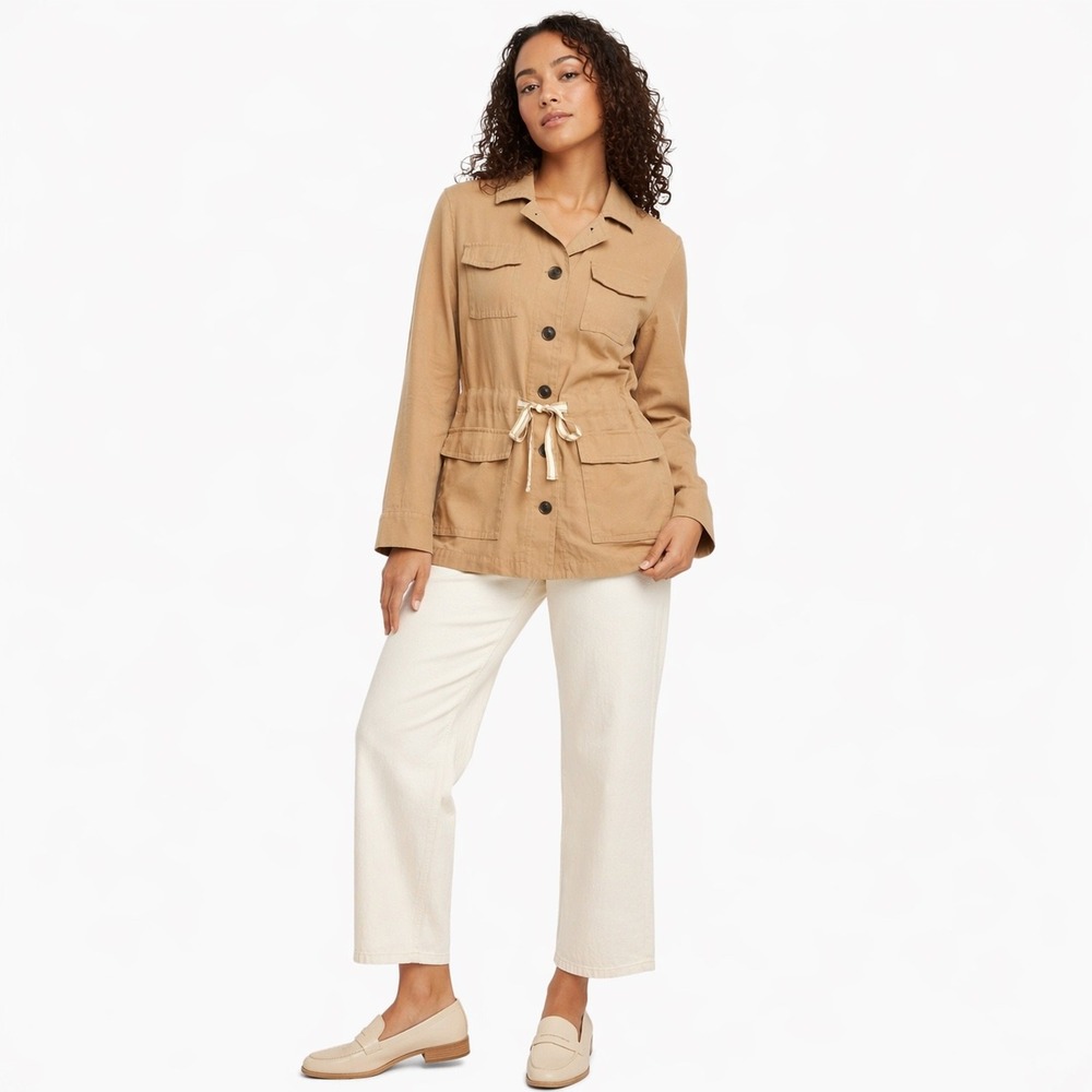Talbots Womens Lightweight Utility Jacket L Safari Field‎ Resort Preppy Coastal